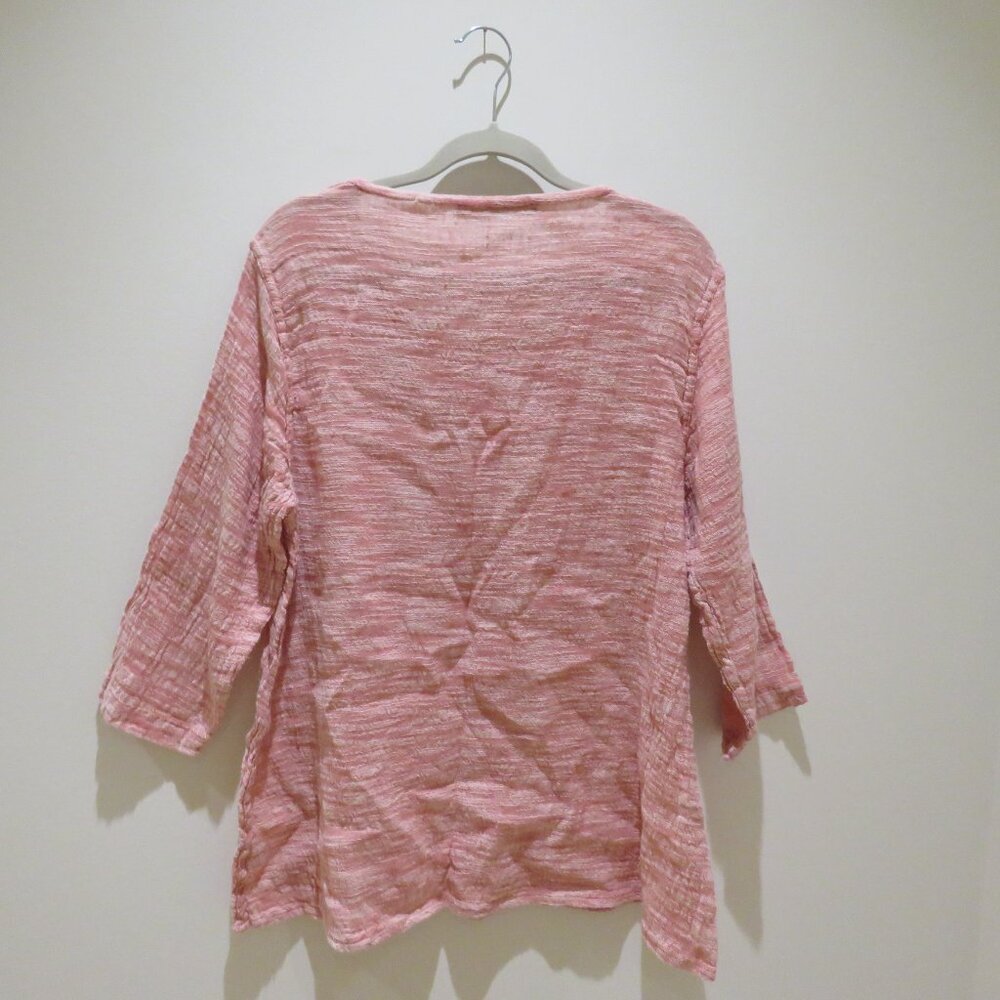 FLAX Linen Blend Textured Tunic Top in Light Red Lagenlook Flowy Comfy - Picture 9 of 14